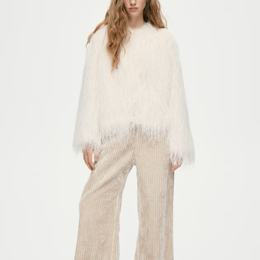 H&M Cream Fuzzy Teddy Jacket